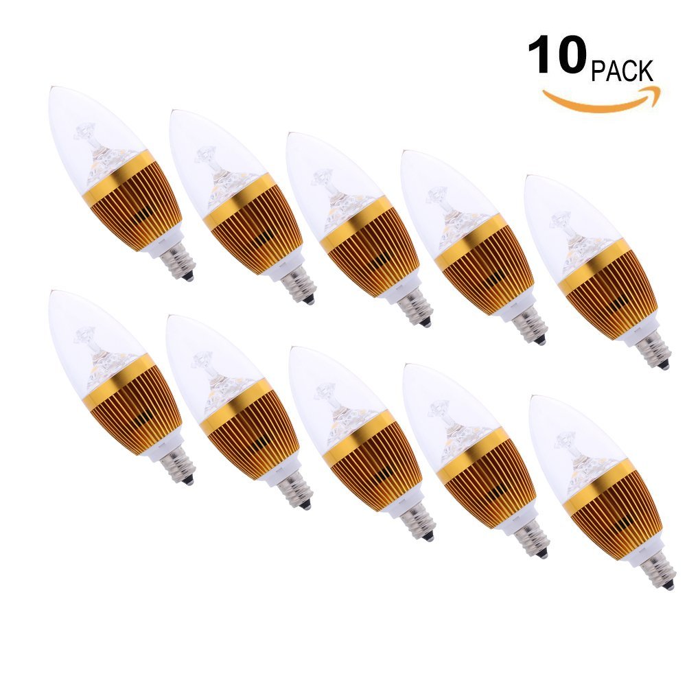 LEDMO(10 Pack) LED Candle Bulbs E12 3W 25W Equivalent Warm White 3000K 270LM ...