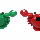 Solar Toy ~ Cute ~ 1 Smiling Green + 1 Big Mouth Red Crab / Beach Tropical KT
