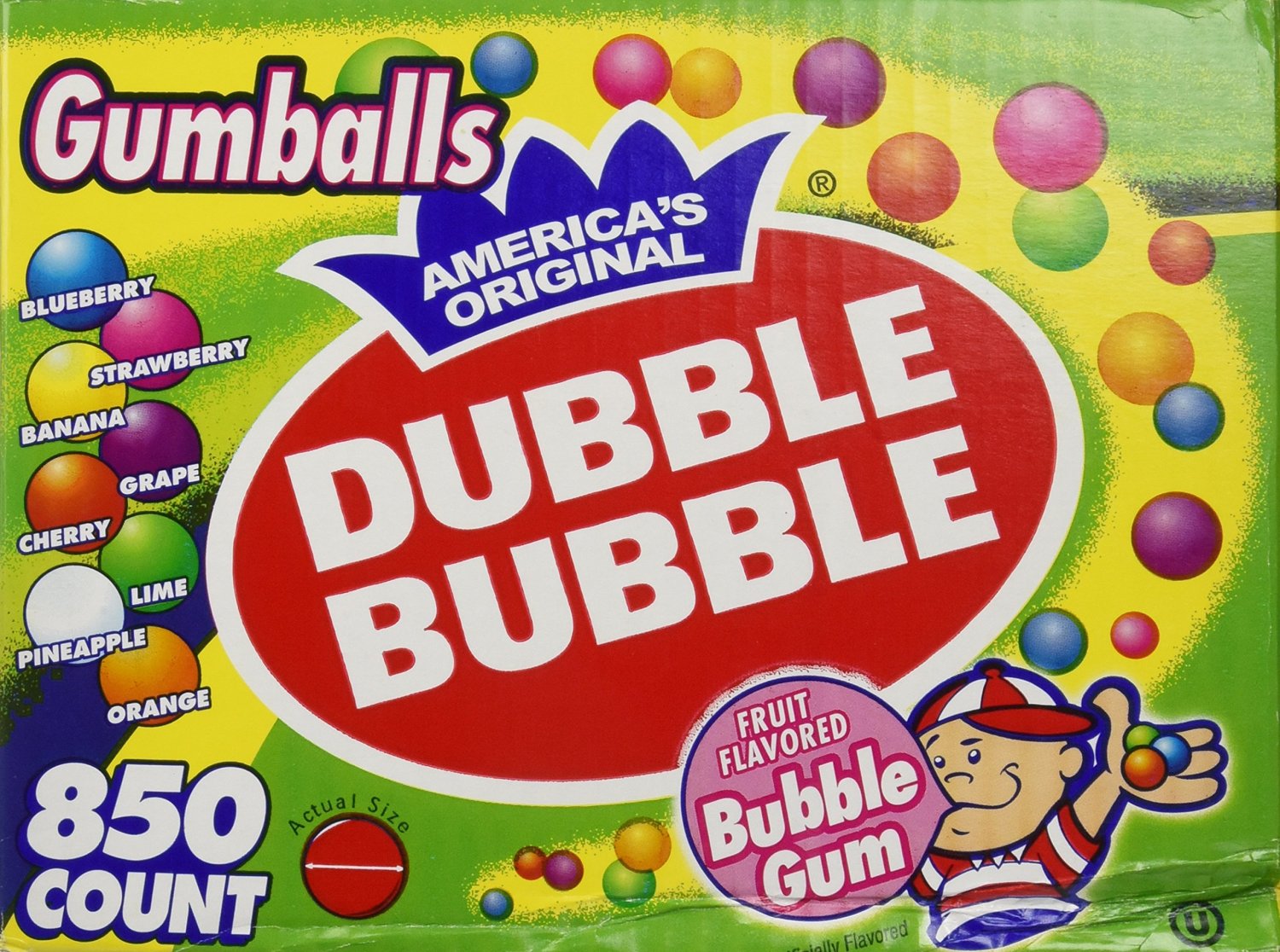 Dubble Bubble Gumballs 1" Diameter Variety Pack 850 Gumballs [Misc.]