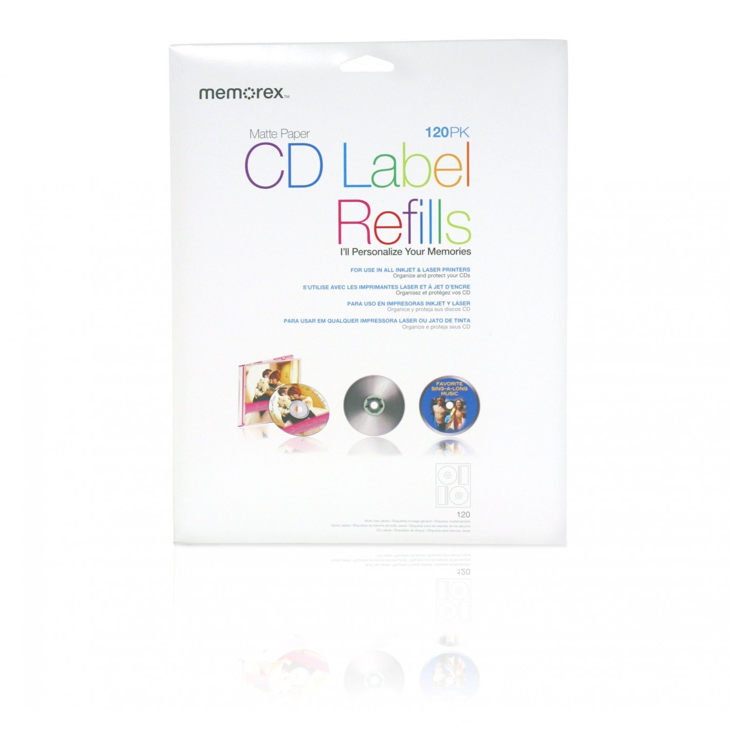Memorex CD/DVD Labels 120-Pack White Memorex