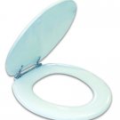 Aqua Plumb Aqua Plumb TS100W-CH Round Chrome Hinge Wood Toilet Seat - White