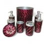 Red Mosaic Stone Bathroom Set with Lotion Bottle Toothbrush Holder Tumbler So...