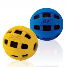 Nerf Dog Crunchable Checker Squeak Ball Orange and Blue 4-Inch, (2-Pack)