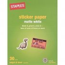 Staples Matte White Sticker Paper 30 Count 8.5 X 11 Staples