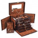 Shining Image Brown LEATHER JEWELRY BOX / CASE / STORAGE / ORGANIZER WITH TRA...