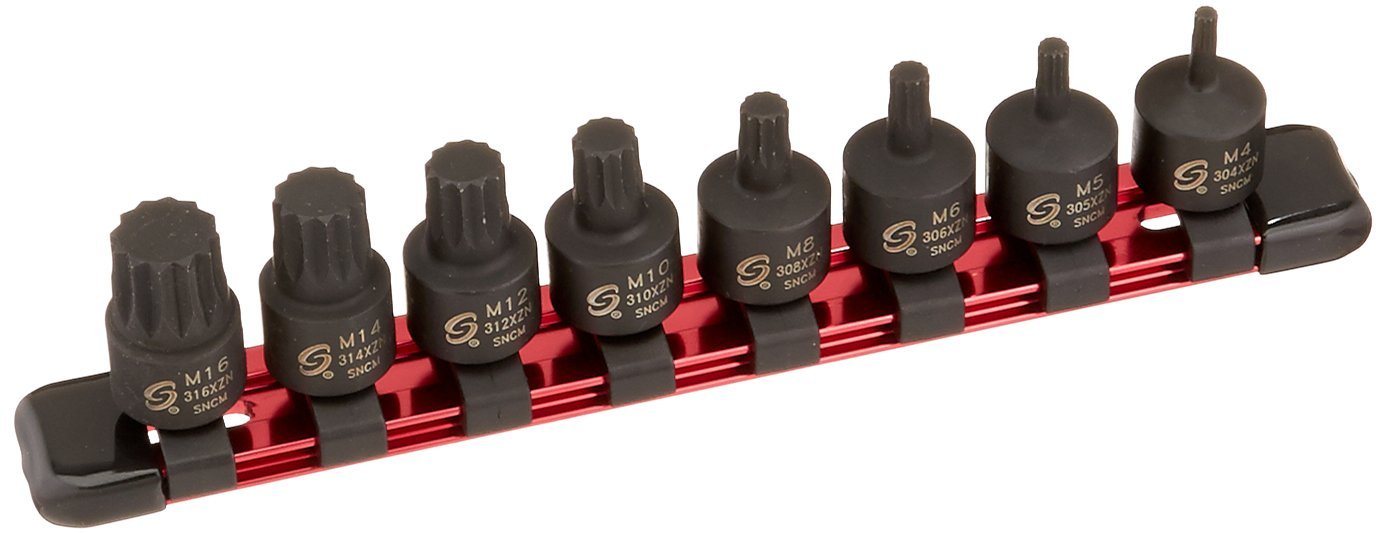 Sunex 3640 3/8-Inch Drive Stubby Triple Square Impact Bit Socket Set 8-Piece