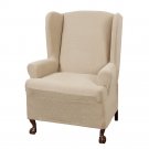 Maytex Stretch Reeves 1-Piece Wing Chair Slipcover Natural MAYTEX
