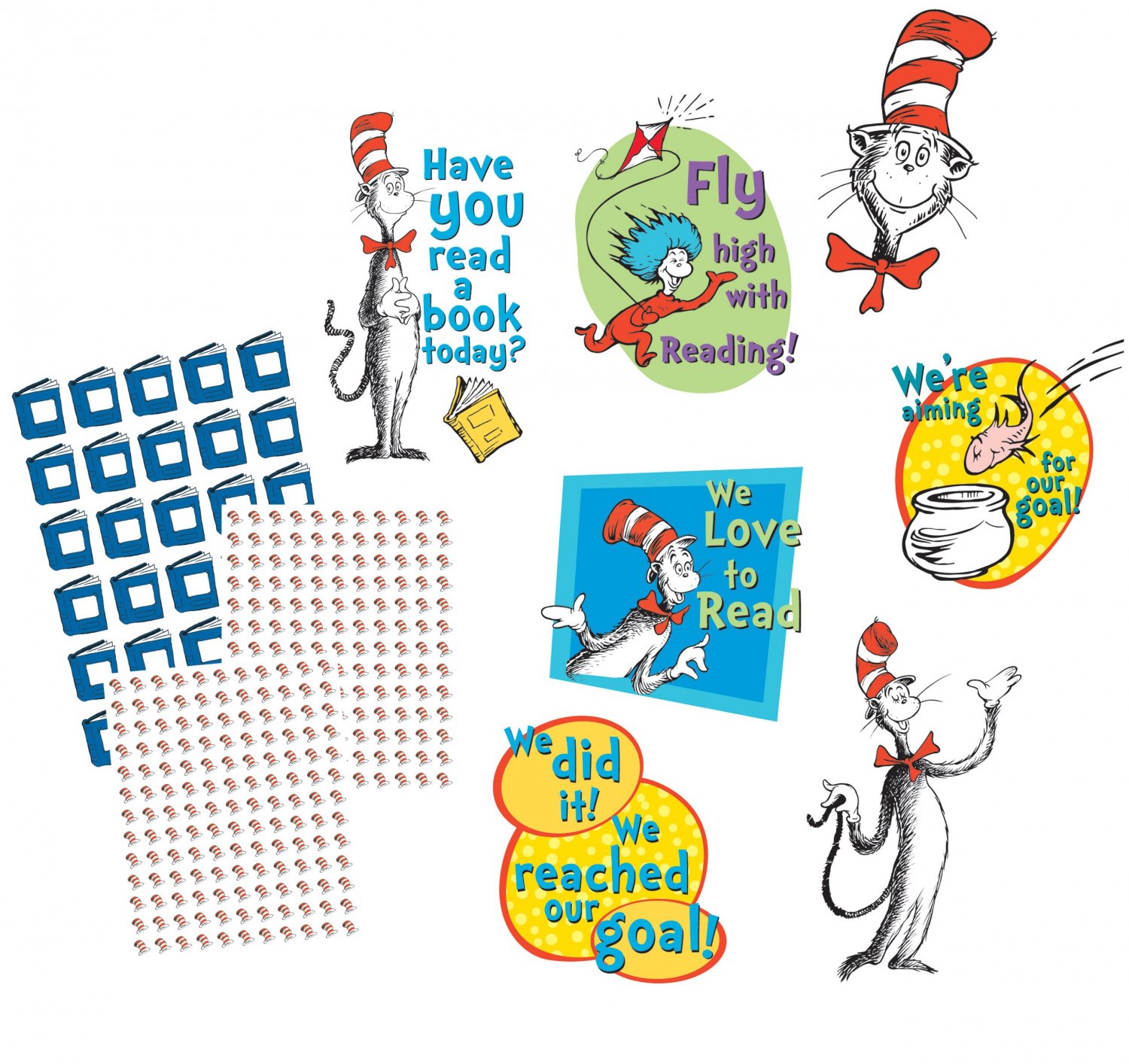 Eureka Dr. Seuss Reading Goal Kit Bulletin Board Set 4 Panels 17 x 24