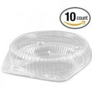 (10 Pack) 10" Clear Round Plastic Pie Hinged Lid Container Pie Keeper w/ Cover
