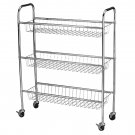 Household Essentials 3-Tier Storage Cart Chrome 33 by 26 by 9-Inch
