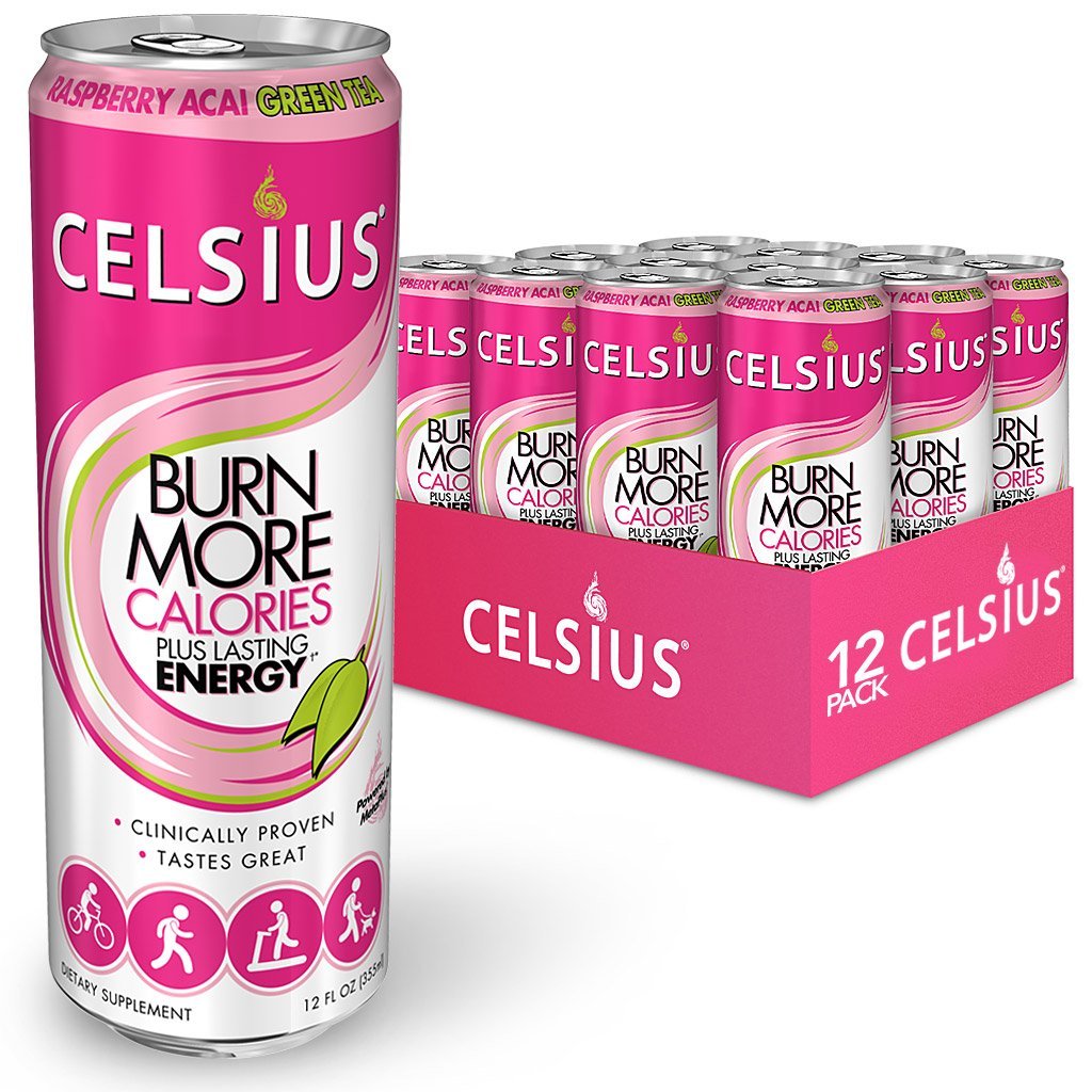 Celsius Raspberry Acai Green Tea 12-Ounce Cans (Pack of 12) 12-pack