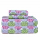 Pointehaven Heavy Weight Printed Flannel Queen Sheet Set Starburst Print