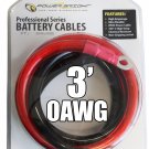 Power Bright 0-AWG3 0 AWG Gauge 3-Foot Professional Series Inverter Cables 30...