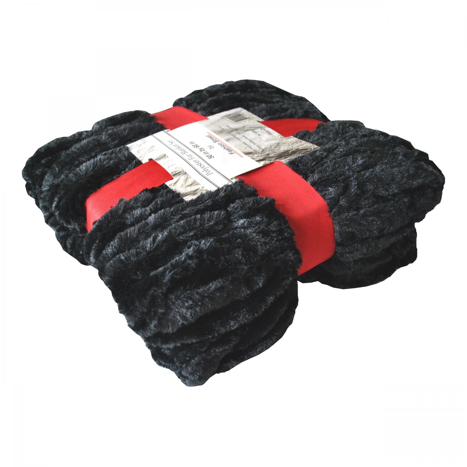 Fashion St. Faux Fur Ultra Soft Throw Blanket 50 by 60Inch Black Solid