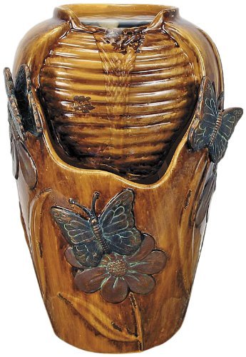 Nature's Garden Verdigris Copper Brown Butterfly Tabletop Garden Fountain (Di...
