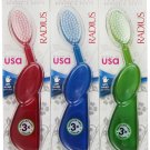 RADIUS Original Left Hand Toothbrush Soft Bristles Assorted Colors (Pack of 3)