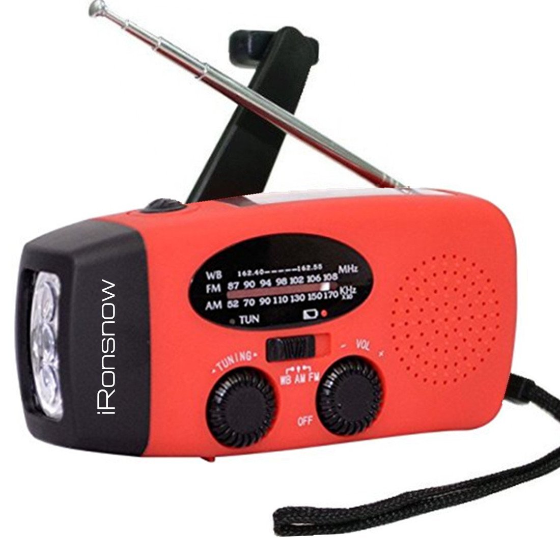iRonsnow IS-088 Dynamo Emergency Solar Hand Crank Self Powered AM/FM/NOAA Wea...