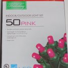 Living Solutions Holiday 50 Pink LED Lights Green Wire String Lights