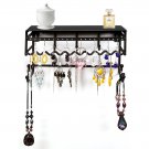 Supreme Classic 10.5 inch Black Metal Wall Mount Jewelry Organizer Shelf Earr...