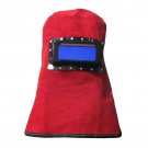 Red Leather Welding Hood Helmet with Auto Darking Filter Lens Merlintools