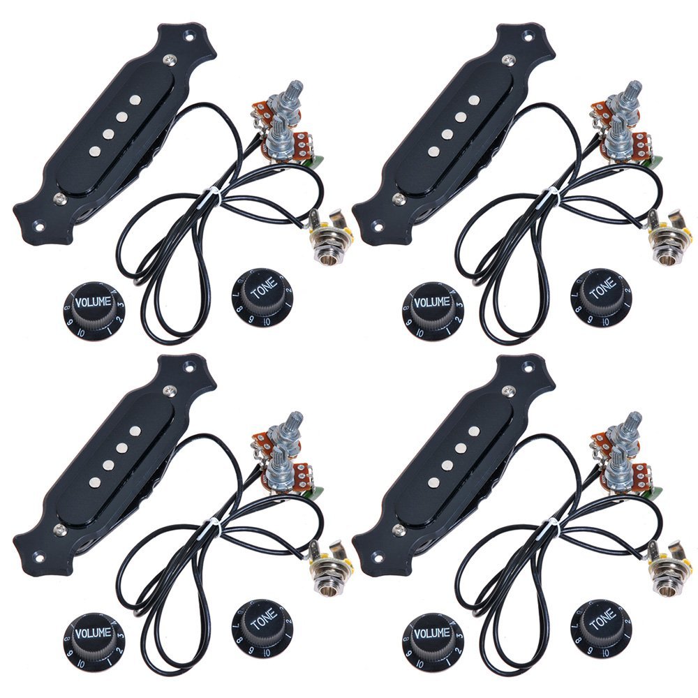4sets Pre-wired Cigar Box Guitar Pickup with Volume & Tone for Electric Guitar
