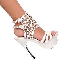 White Austrian Crystal ankle bracelet silver metal heel platform shoes size 6