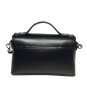 9.5" BLACK LEATHER TWIST LOCK SATCHEL