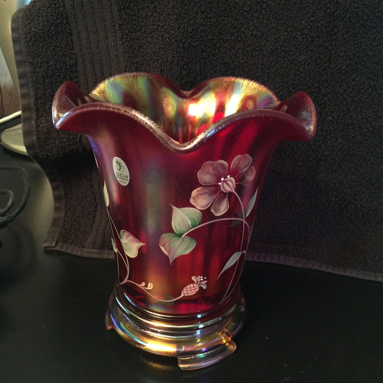 Fenton 100th Anniversary Founder's Vase Signed Limited Edition 2005