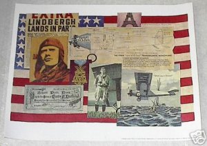 Vintage 1966 Gordon Brusstar CHARLES LINDBERGH IN PARIS Poster @ NUT TREE