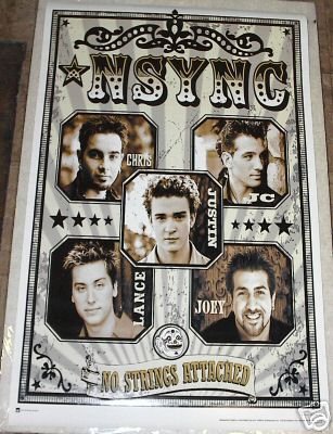 FREE SHIP #7570 RW5 D NO STRINGS ATTACHED #1 POSTER : MUSIC : N SYNC FACES