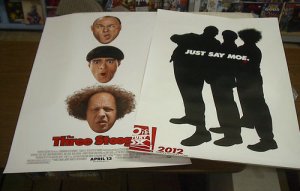 Lot of 2 The Three Stooges Movie Poster 27 x 40 Larry Moe & Curly (2012) x2
