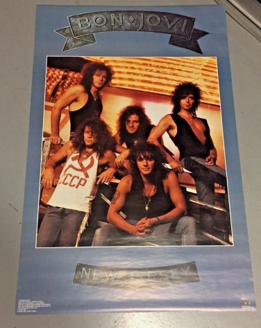 1988 Vintage 80s Bon Jovi Music Rock and Roll group New Jersey Poster 22x34