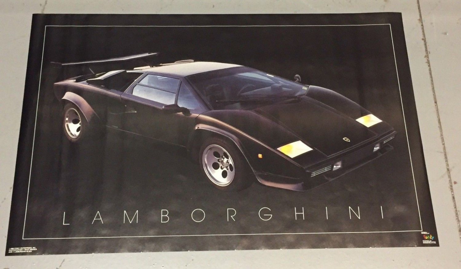 Vintage 1988 Black Lamborghini Poster (22 x 34 inches) never prev displayed