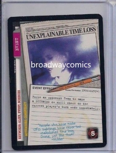 X-Files CCG Unexplainable Time Loss (XF96-0257) Rare near mint condition card