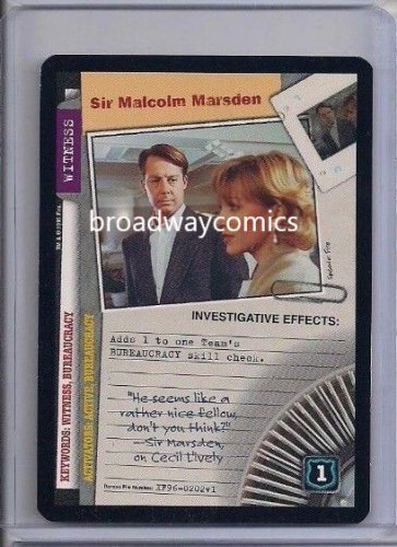 X-Files CCG Sir Malcolm Marsden (XF96-0202) Common near mint condition card
