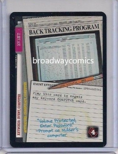 X-Files CCG Back Tracking Program (XF96-0237) Uncommon near mint condition card