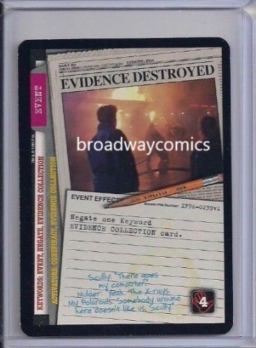 X-Files CCG Evidence Destroyed  (XF96-0239) Uncommon near mint condition card