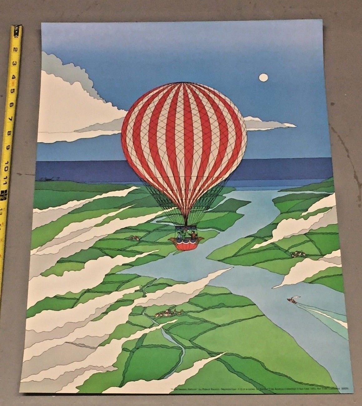 Vintage Robert Bausch Hot Air Balloon Landscape Poster NUT TREE