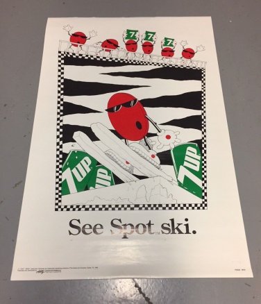 Vintage 1988 7UP (7 Up) Spot Seven Soda AD Poster 23 x 35 inches never previously displayed