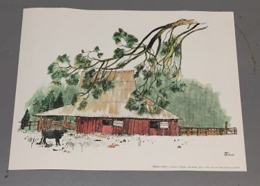 Vintage 1974 Earl Thollander "Mormon Barn" Poster from Nut Tree @ Vacaville, CA