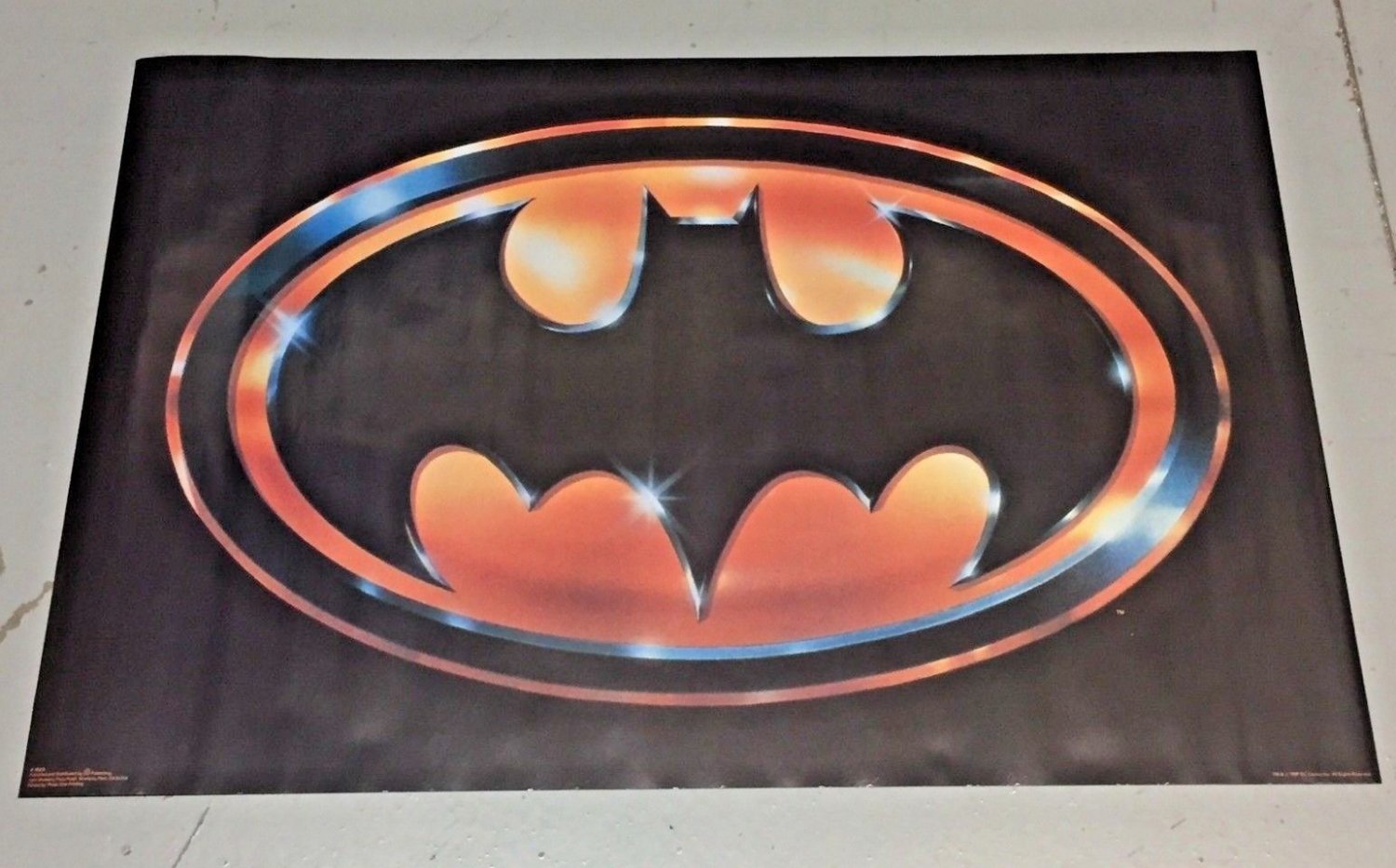 Vintage 1989 BATMAN Movie Poster (MOVIE VERSION) of Logo Batsignal