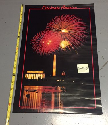 1988 Washington Monument / Capitol / Lincoln Memorial Poster 23 x 35 Celebrate America