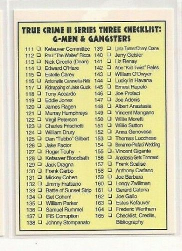#165 G-Men & Gangsters.../ Checklist /  True Crime Trading Cards Series II (1992)