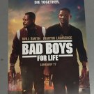 Bad Boys for Life Movie Lobby Promo Poster (2020) White Lettering SS (11 1/2 x 17 in) FREE SHIPPING