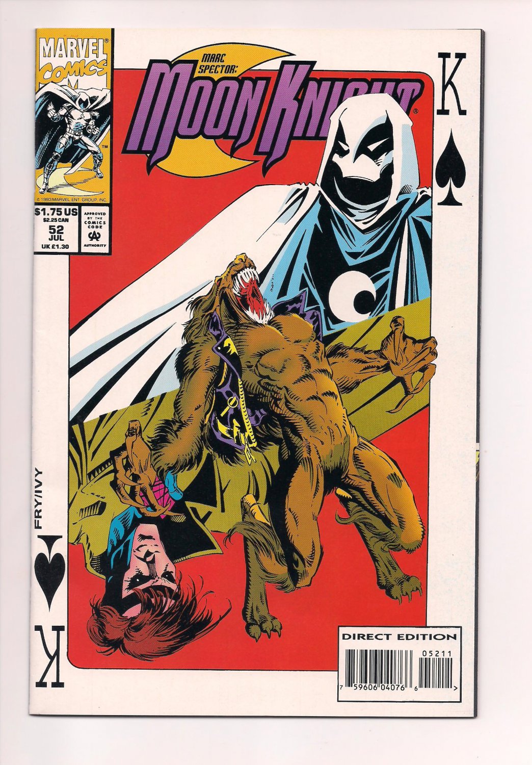 Marc Spector: Moon Knight #52 (1989) near mint condition comic (sh1)