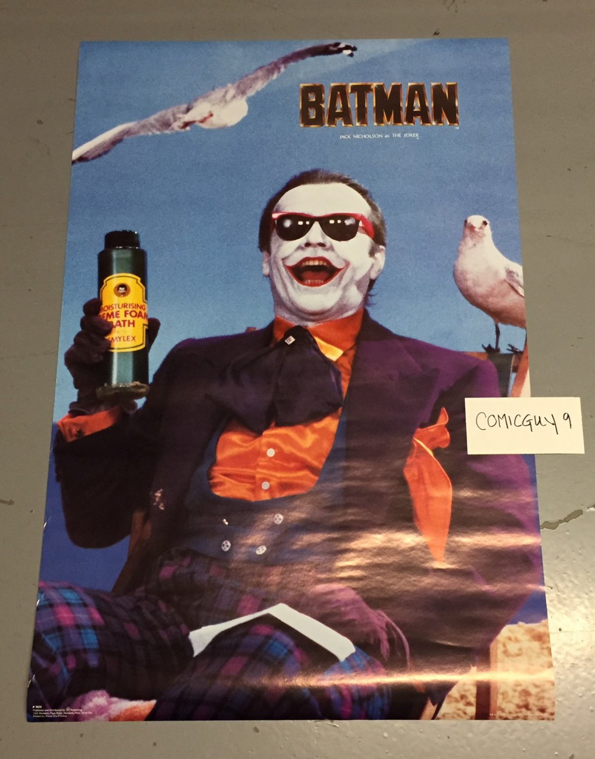 1989 VINTAGE BATMAN JACK NICHOLSON JOKER POSTER 23 x 35 inches Unused