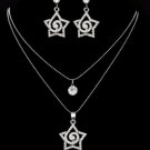 CERTIFIED 18K White Gold Double Layered Jewellery Set with Swarovski Crystals