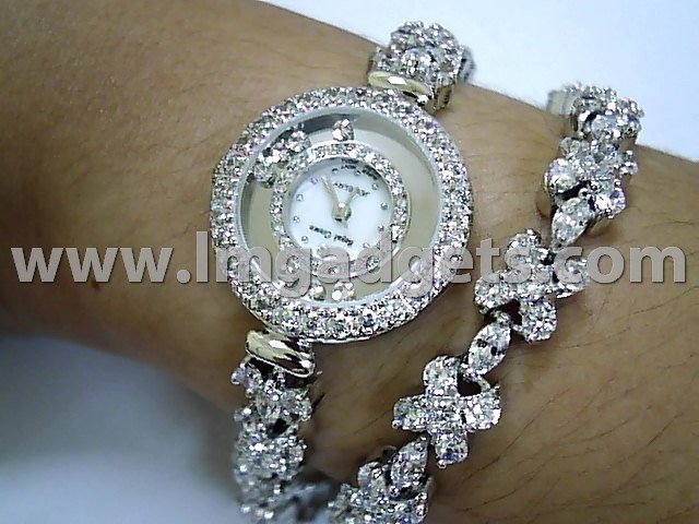 Silver-plated Stainless Steel RC Jewelry Watch / Cubic Zirconia (Model-5308-B12)