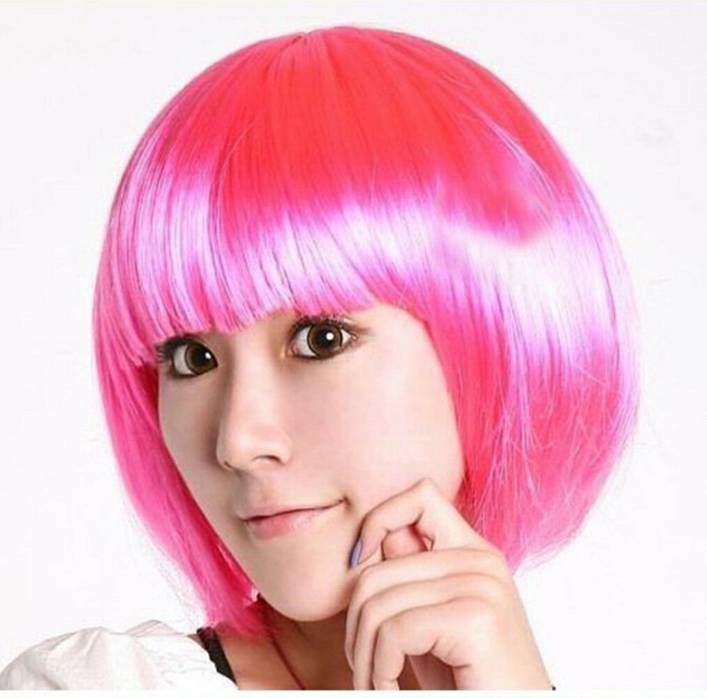 Women Fashion Bobo Short Wig Straight Hair Anime Cosplay Party Full Wigs 