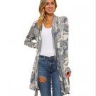 Camouflage Relaxed Long Sleeve Open Cardigan Top Plus Size